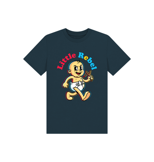Denim Blue Printed Kids T-Shirt Front