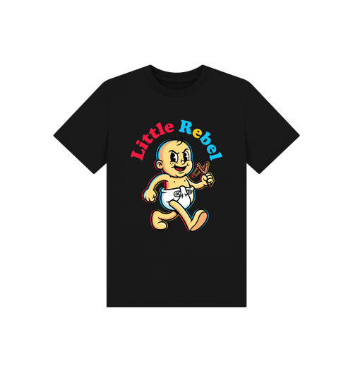 Black Printed Kids T-Shirt Front