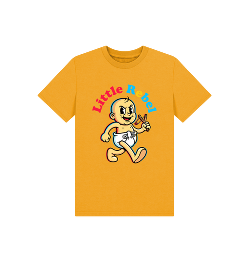 Mustard Printed Kids T-Shirt Front
