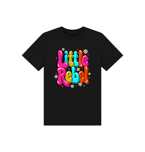Black Printed Kids T-Shirt Front