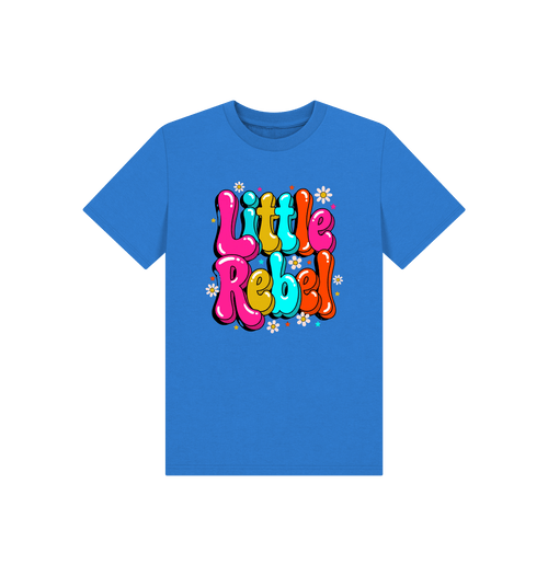 Bright Blue Printed Kids T-Shirt Front
