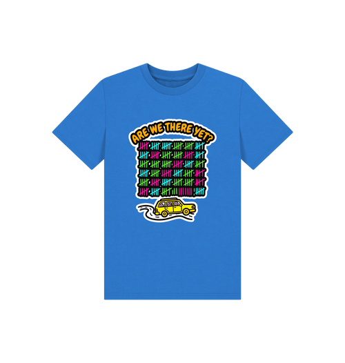 Bright Blue Printed Kids T-Shirt Front
